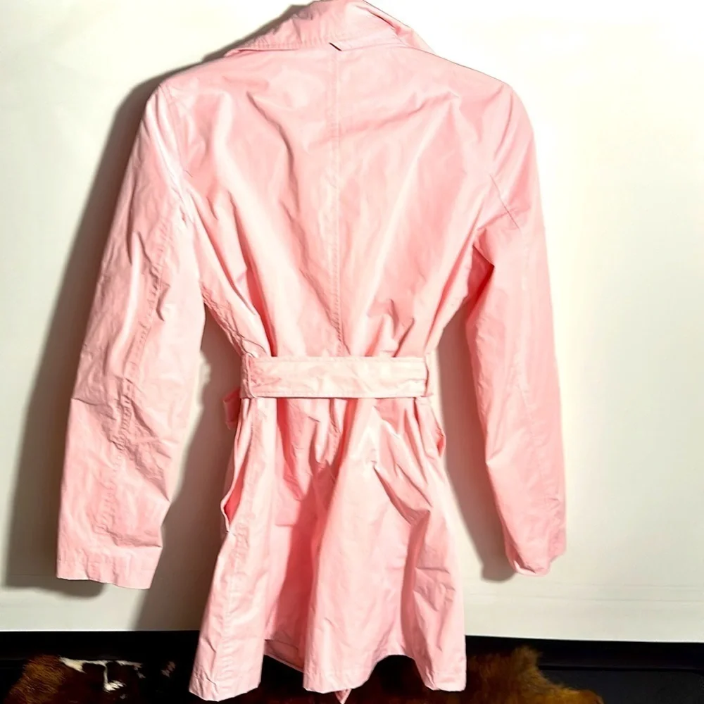Lauren Ralph Lauren Trench Coat Petite Sz PS Pink Double Breasted Belted Jacket - Picture 4 of 6